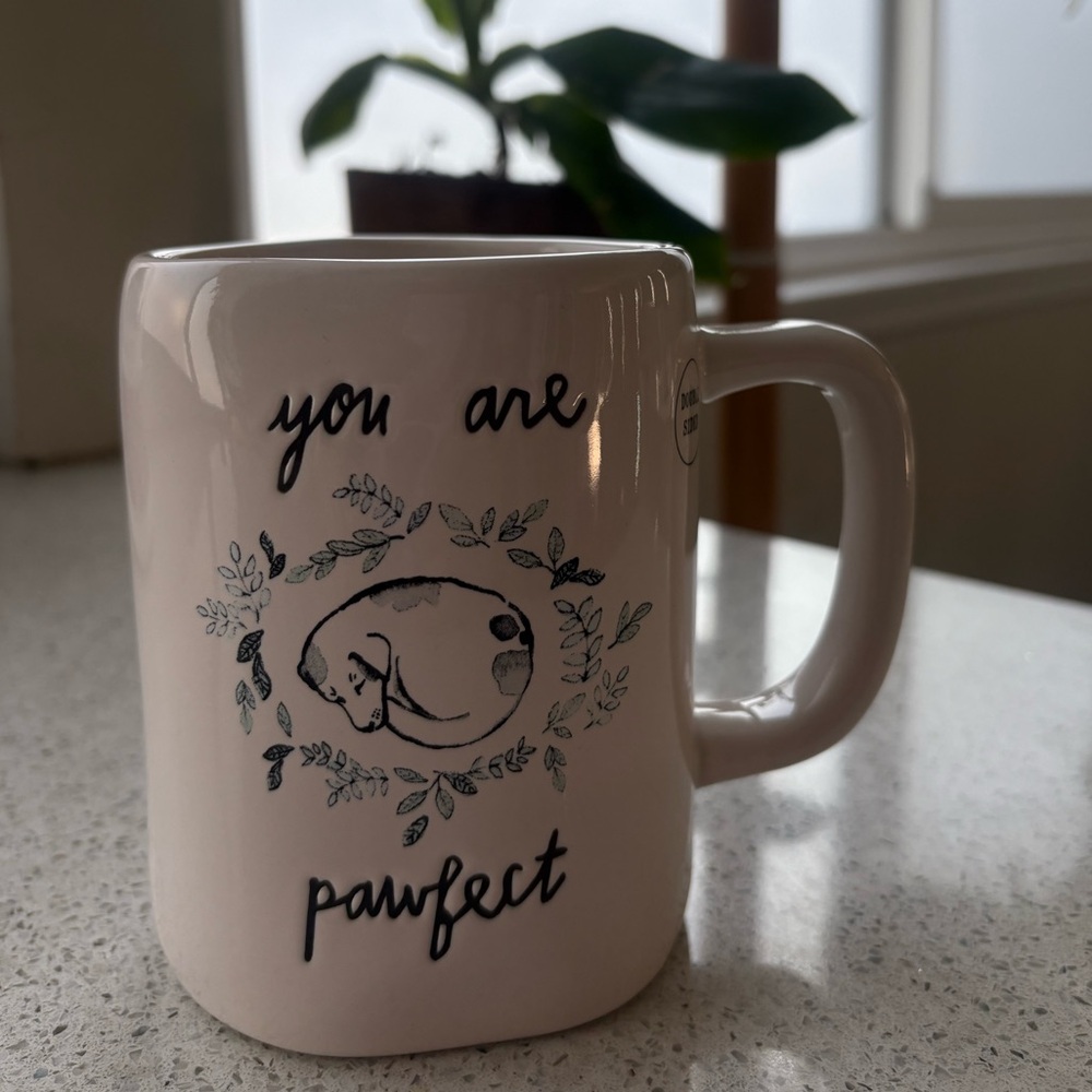 DUAL SIDED Rae Dunn YOU ARE PAWFECT white NWT ceramic 16 ounce A - Picture 2 of 8